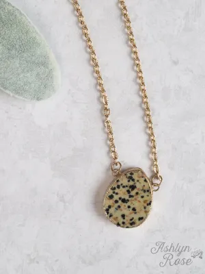 Spotted You Gold Chain Necklace with Natural Gem Stone