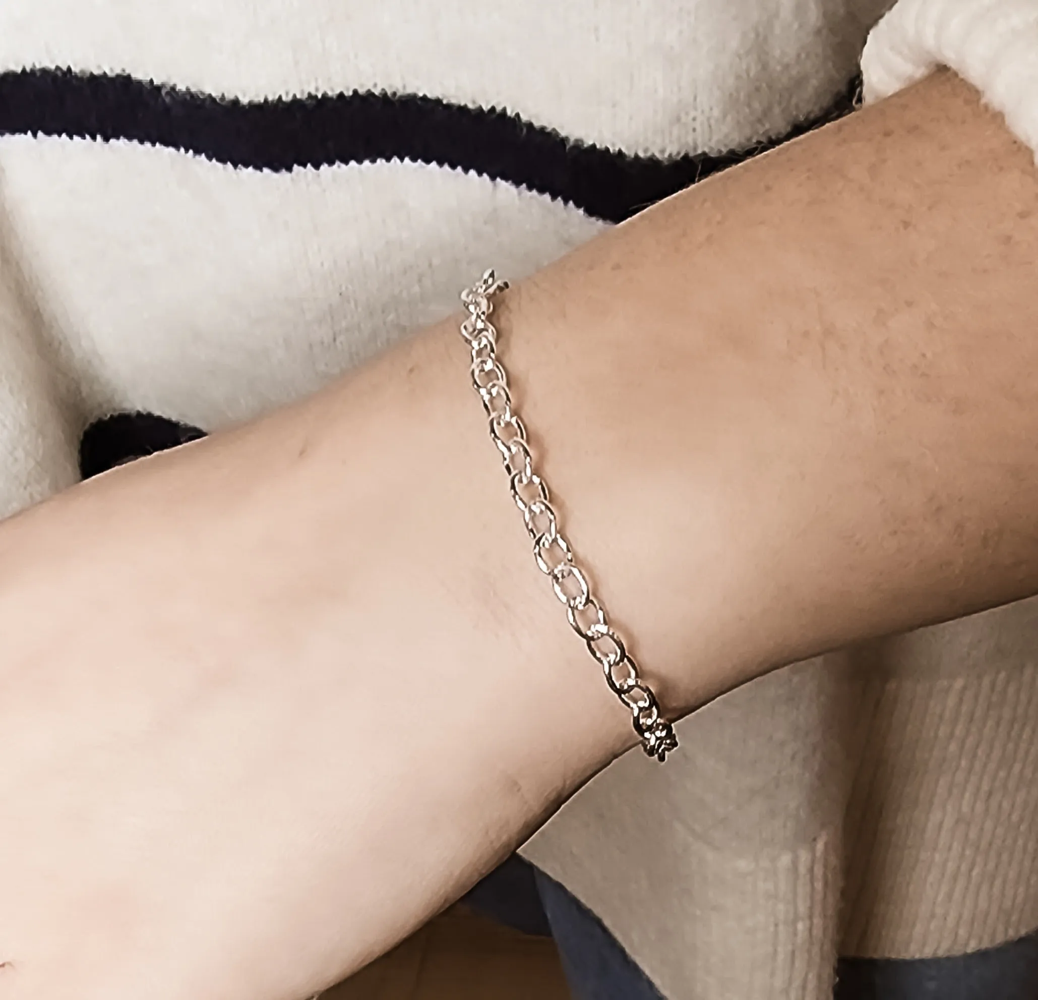 Sterling Silver Cable Charm Bracelet