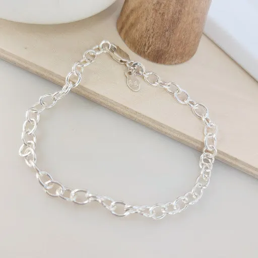 Sterling Silver Cable Charm Bracelet