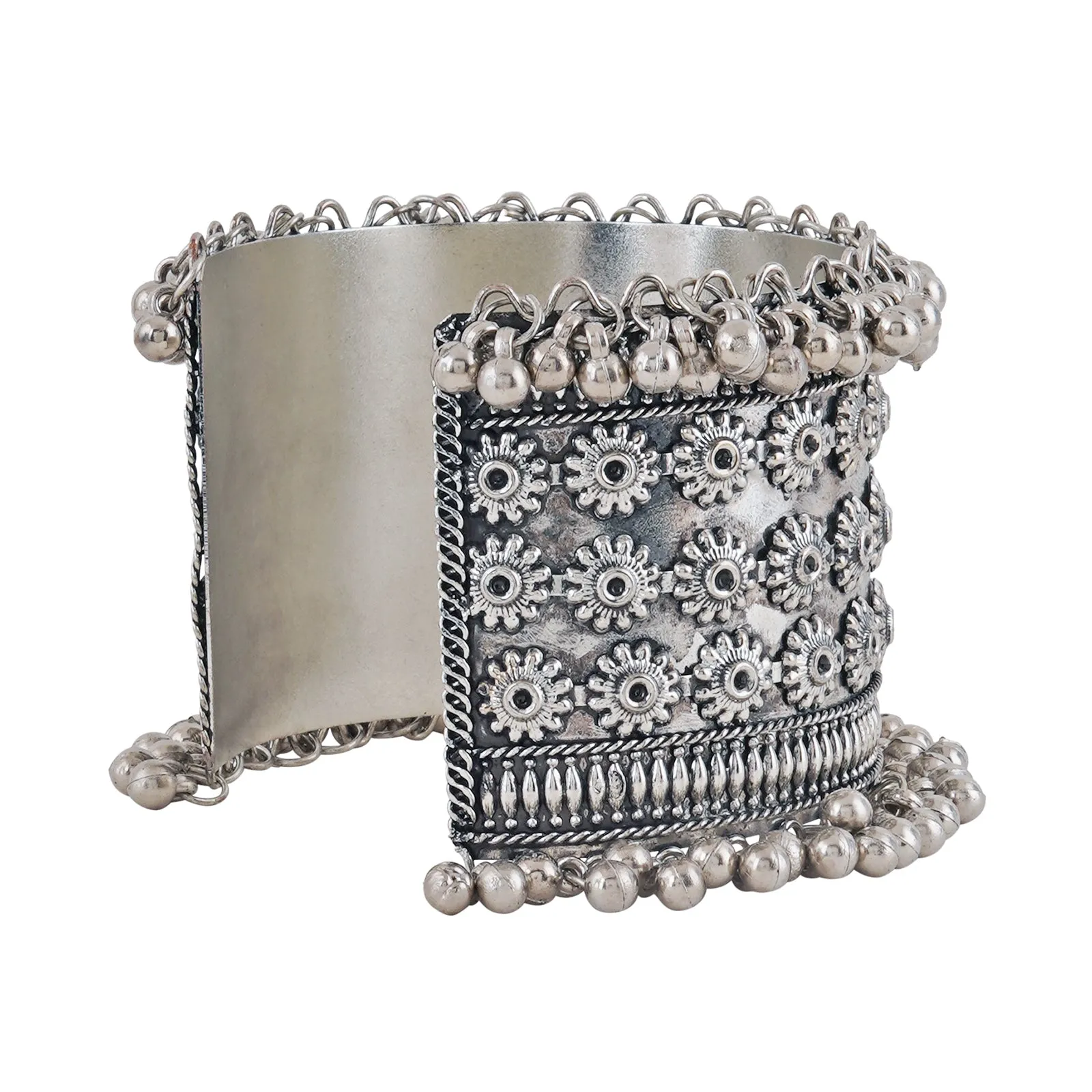 Teejh Gargee Silver Oxidised Ghungroo Bracelet