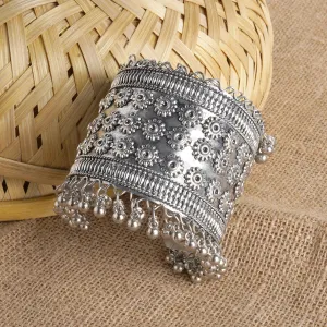 Teejh Gargee Silver Oxidised Ghungroo Bracelet