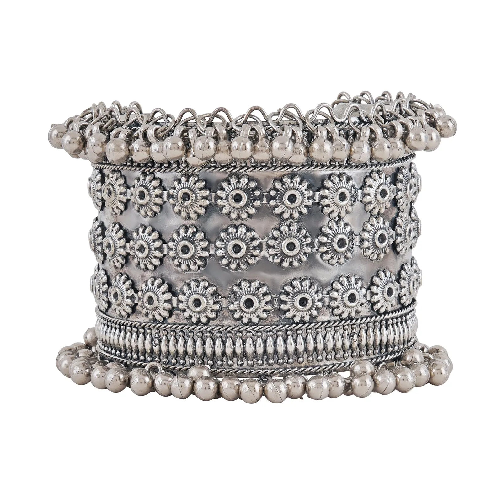 Teejh Gargee Silver Oxidised Ghungroo Bracelet