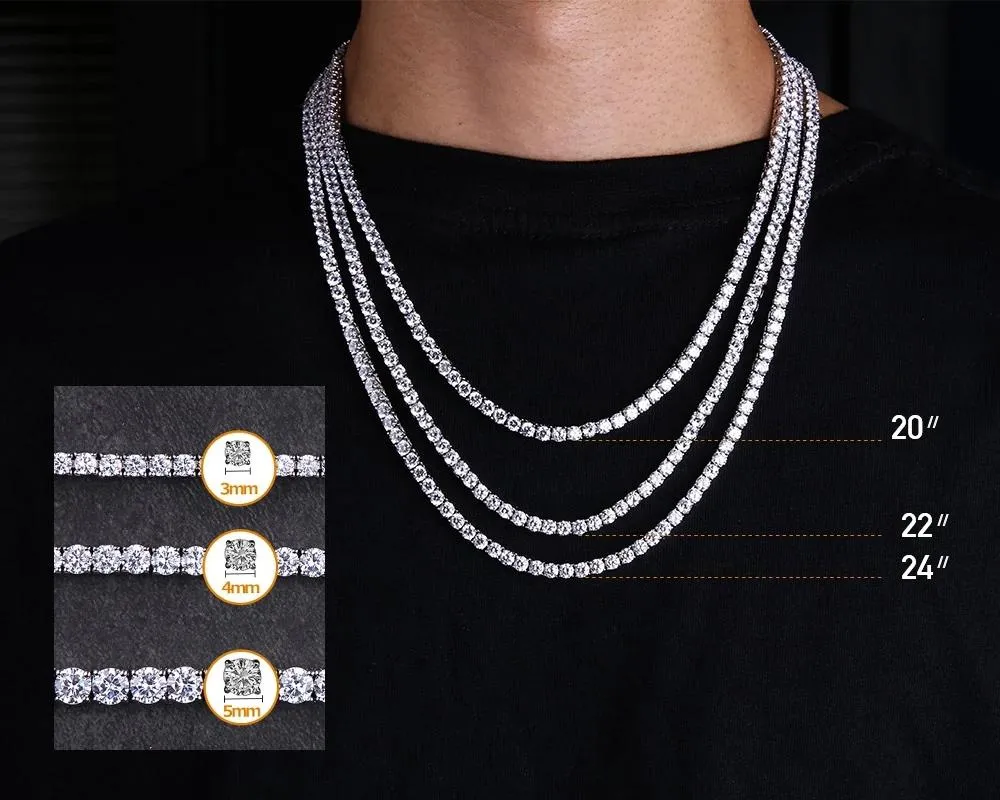 The Icy Summer® - 3/4/5mm Tennis Chain White Gold Plated