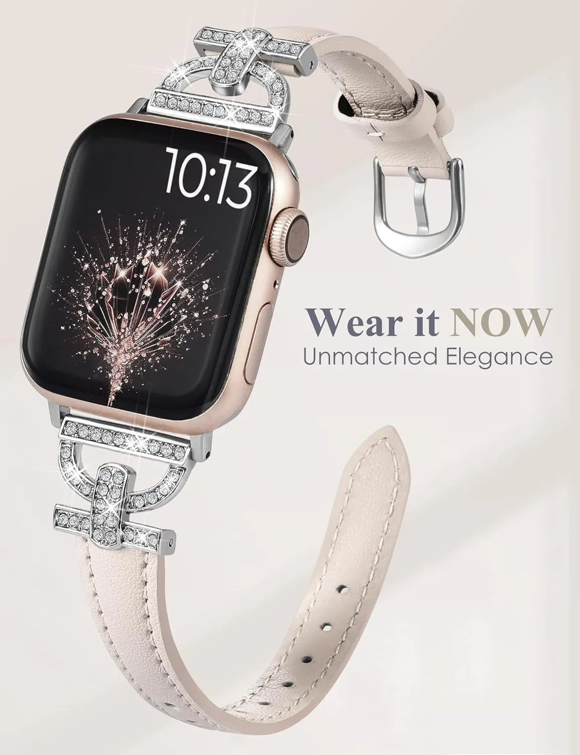 TOYOUTHS Leather Band Compatible with Apple Watch Band Women 38/40/41/42/44/45/46/49mm Ultra Dressy Slim Thin Strap D-Shaped Diamond Metal Buckle Bracelet for iWatch SE Series 10 9 8 7 6 5 4 3 2 1