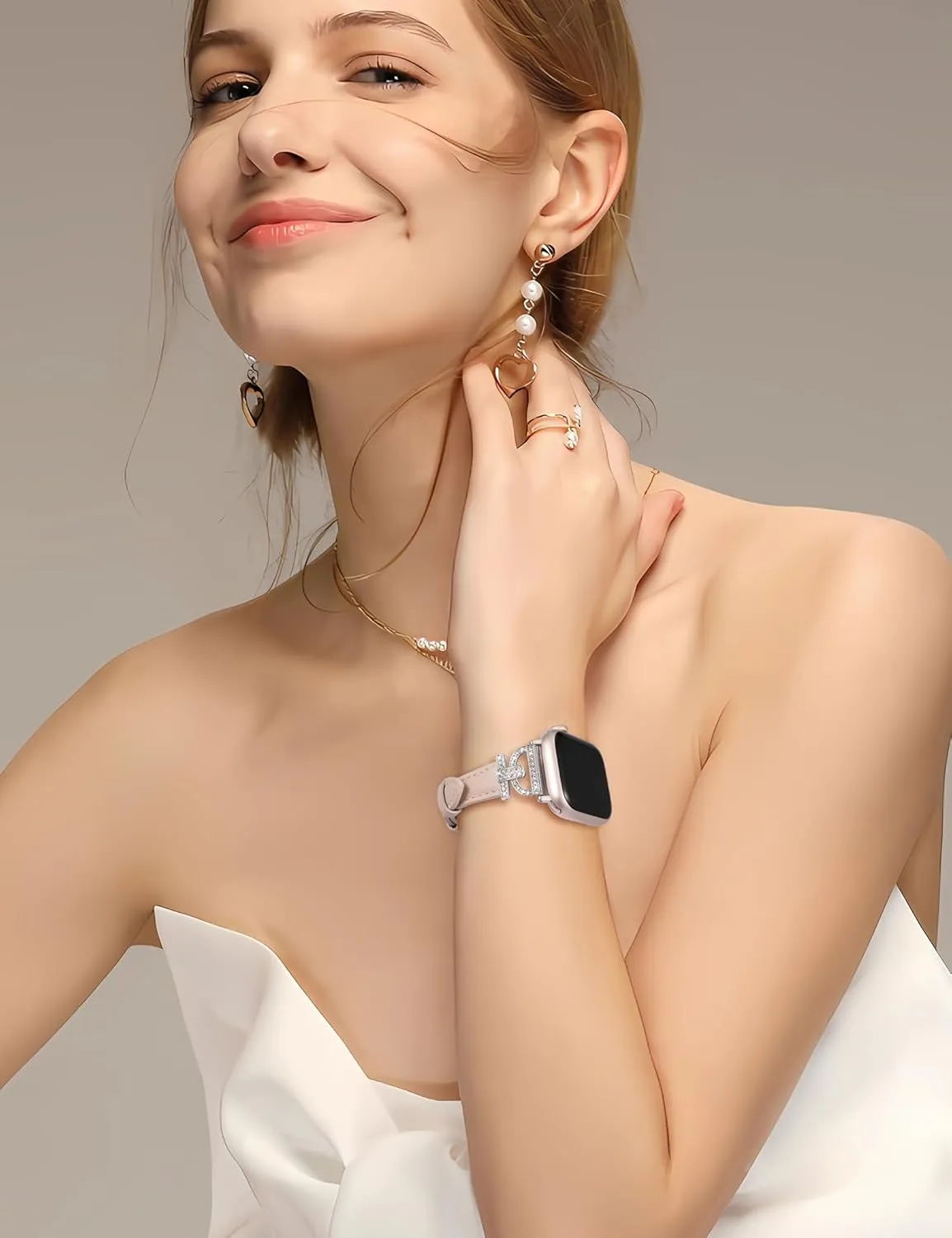 TOYOUTHS Leather Band Compatible with Apple Watch Band Women 38/40/41/42/44/45/46/49mm Ultra Dressy Slim Thin Strap D-Shaped Diamond Metal Buckle Bracelet for iWatch SE Series 10 9 8 7 6 5 4 3 2 1