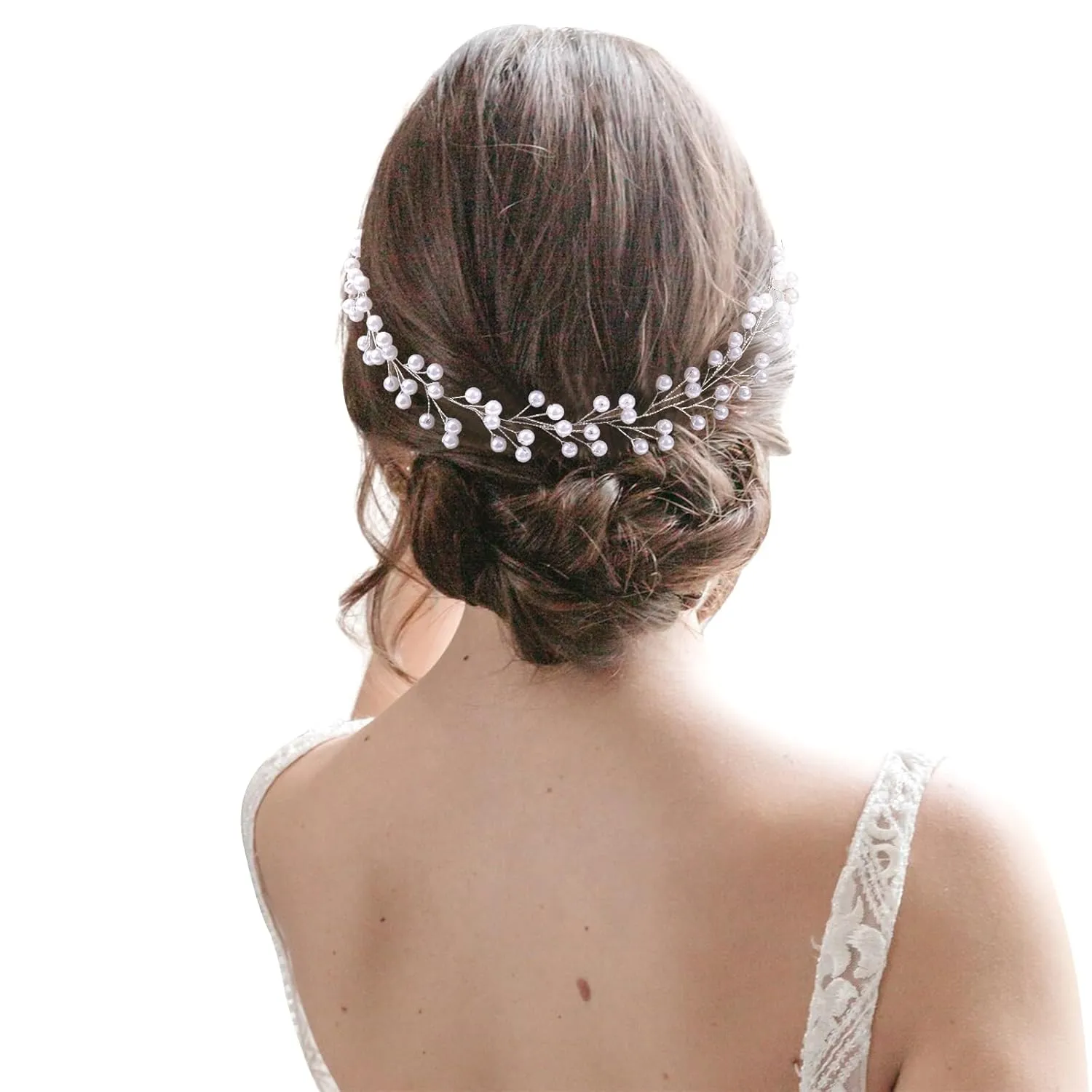 VOBOBE Pearl Bridal Headpiece for Wedding, Bridal Headband Hair Pieces for Bridesmaid Women Girls (Silver)