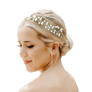 VOBOBE Pearl Bridal Headpiece for Wedding, Bridal Headband Hair Pieces for Bridesmaid Women Girls (Silver)