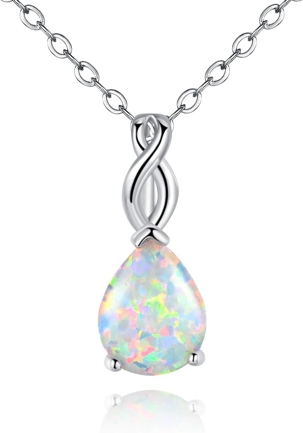 VOLUKA White Fire Opal Pendant Necklace for Women Gemstone Birthstone Jewelry Gifts for Girls ??