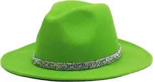 Women Diamond Fedora Unisex Wide Brimmed Jazz Top Hat Classic Elegant Panama Hat Gentleman Hat