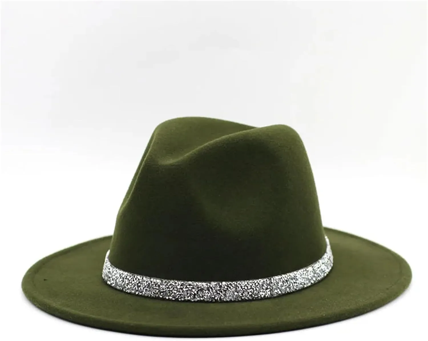 Women Diamond Fedora Unisex Wide Brimmed Jazz Top Hat Classic Elegant Panama Hat Gentleman Hat