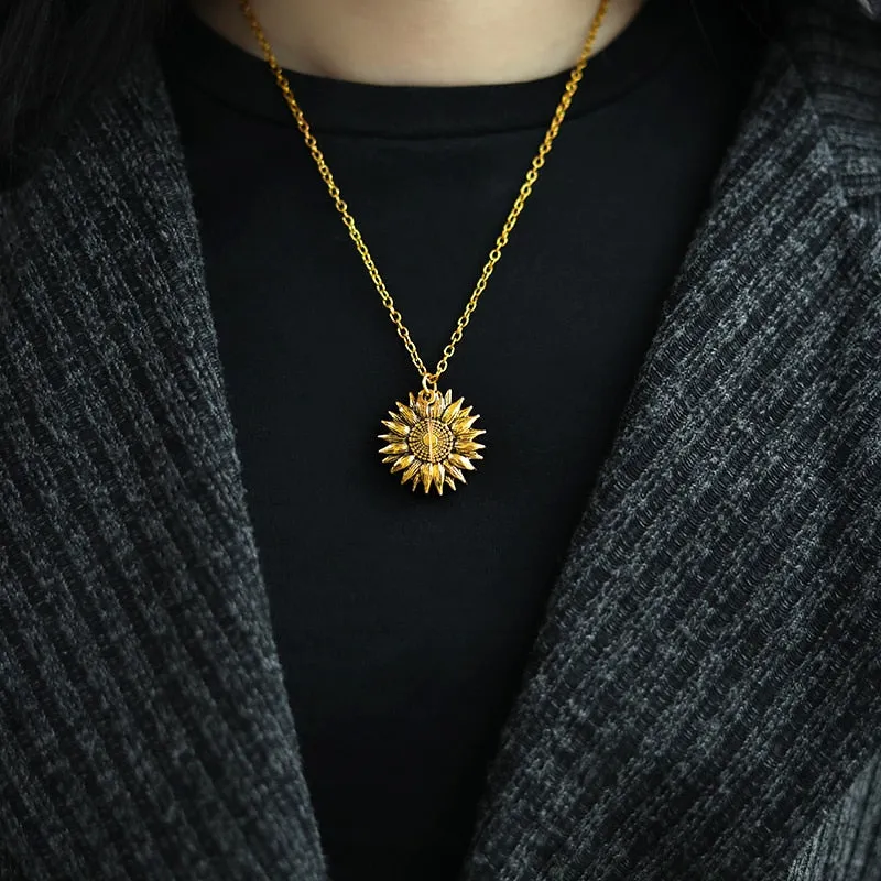 You Are My Sunshine Sunflower Necklaces For Women Rose Gold Silver Color